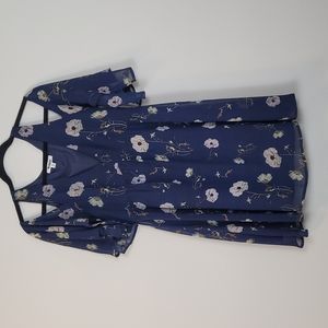 BB Dakota Rylie navy blue floral cold shoulder dress